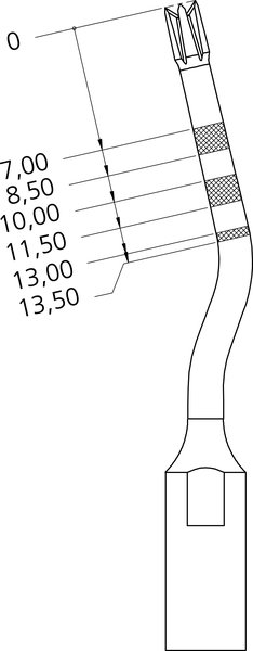 Размеры насадки IM2A для подготовки ложа под имплантат, ø 2 мм