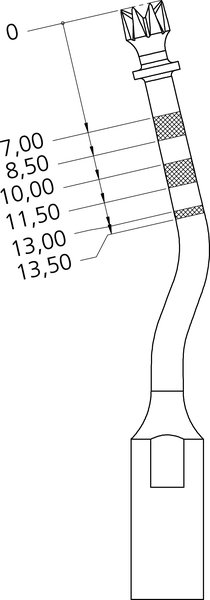 Размеры насадки IM3A-15 для финишной подготовки ложа под имплантат, ø 3 мм