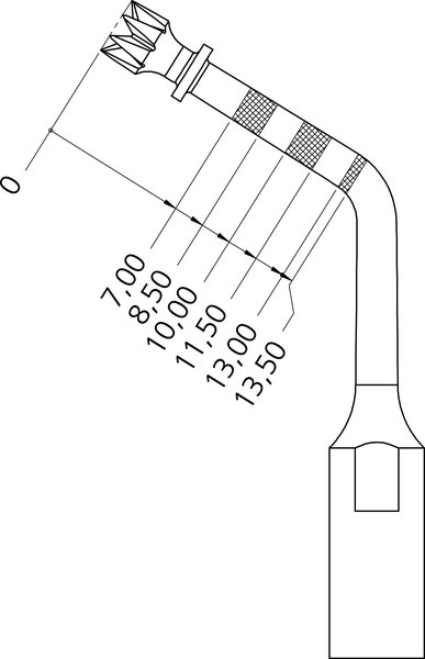 Размеры насадки IM3P для завершения подготовки ложа под имплантат, ø 3 мм