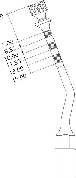 Dimensions of tip IM4A for enlarging or finalizing implant site preparation, with double irrigation