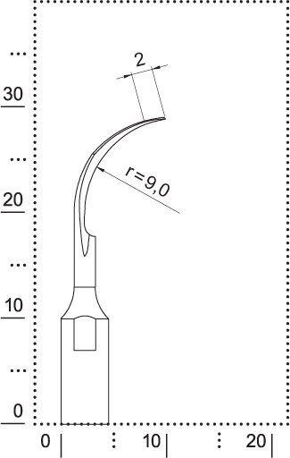 Размеры насадки S2 для интерпроксимального скалинга