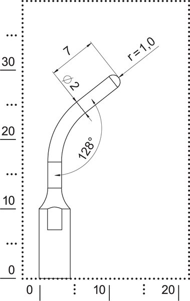 Размеры насадки D4 с закругленным кончиком для удаления коронок и мостов