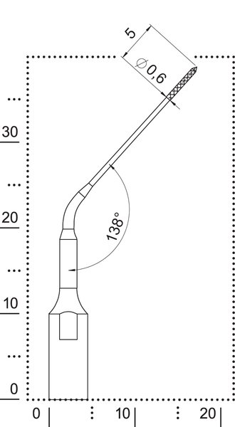Размеры эндо насадки ER4 для определения устья канала и удаления обломков инструментов