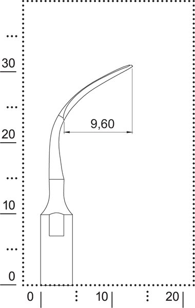 Размеры насадки S1-S для снятия над-и поддесневых зубных отложений