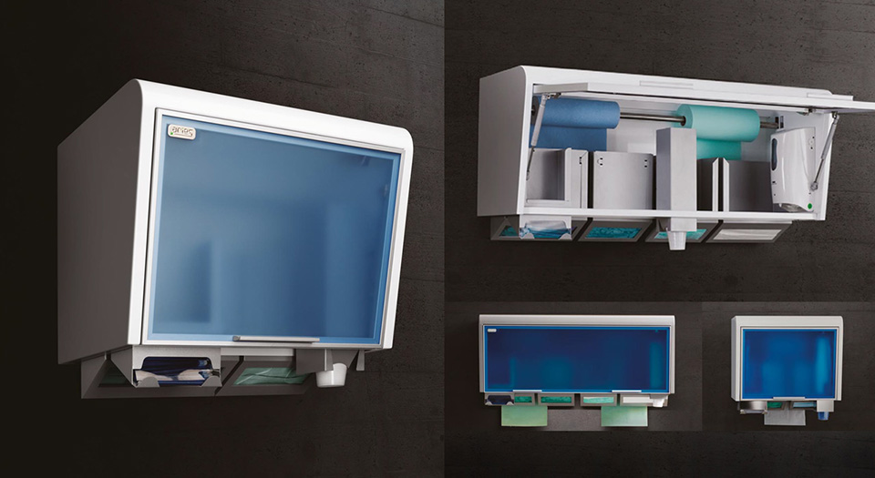 The wall units of serie TIDYBOX for single-use products for dental cabinets 